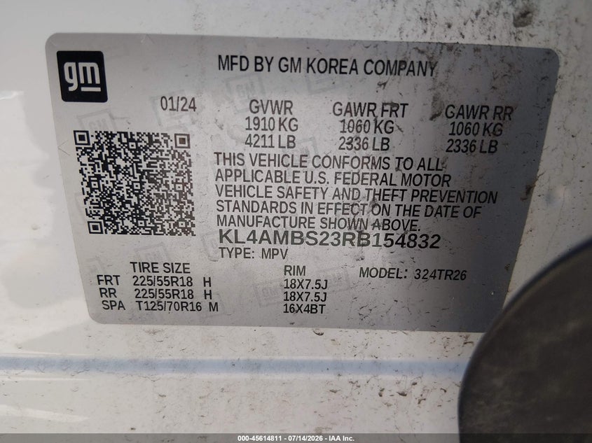2024 Buick Encore gx VIN KL4AMBS23RB154832 IAAI salvage auction — LEFT FRONT, Clear (Missouri), sold $2,850 on 2026-07-28 (photo 9)