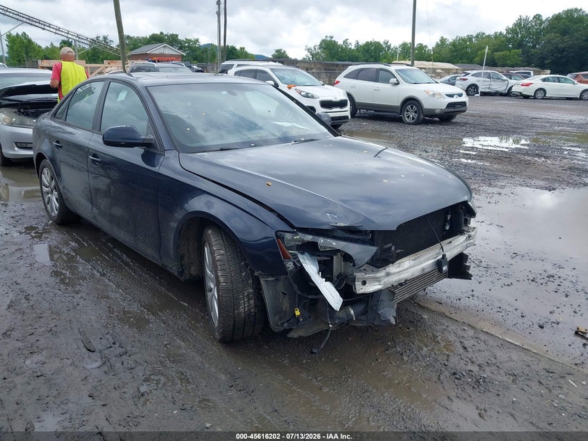 2014 Audi A4 VIN WAUBFAFL4EN004686 IAAI salvage auction — FRONT END, Salvage Title, sold $1,300 on 2026-08-19 (photo 1)