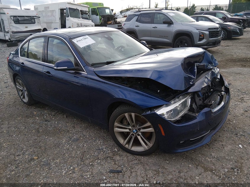 2016 BMW 3er VIN WBA8B3C55GK384178 IAAI salvage auction — FRONT END, Salvage Title, sold $4,000 on 2026-08-21 (photo 1)