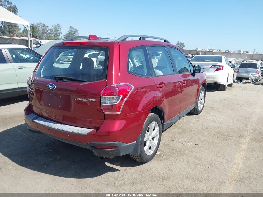 2016 Subaru Forester VIN JF2SJABC1GH458498 IAAI salvage auction — REAR END, Salvage (California), sold $1,850 on 2026-07-22 (photo 4)