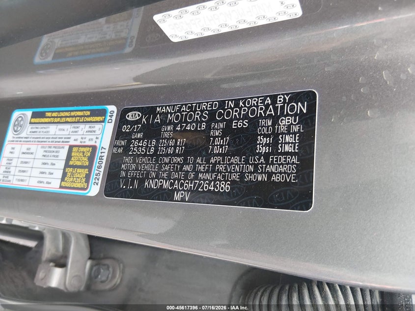 2017 Kia Sportage VIN KNDPMCAC6H7264386 IAAI salvage auction — LEFT SIDE, Salvage (Missouri), sold $3,450 on 2026-08-20 (photo 9)