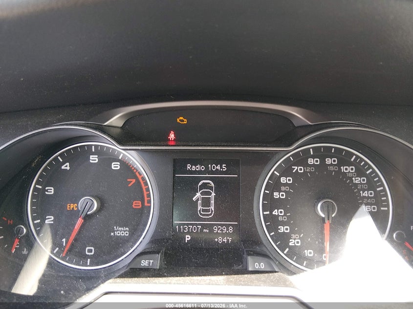 2013 Audi A4 VIN WAUFFAFL9DN039594 IAAI salvage auction — NORMAL WEAR, Salvage Title, sold $1,000 on 2026-07-29 (photo 7)