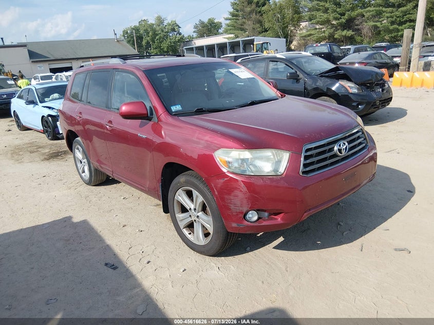 2008 Toyota Highlander VIN JTEES43A382012733 IAAI salvage auction — NORMAL WEAR, Clear (Massachusetts), sold $1,100 on 2026-07-29 (photo 1)