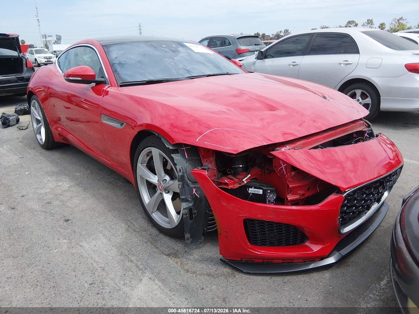 2022 Jaguar F-type VIN SAJDD1EE3NCK77572 IAAI salvage auction — FRONT END, Salvage Title, sold $19,100 on 2026-08-01 (photo 1)