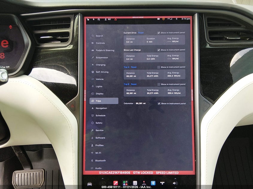 2019 Tesla Model x VIN 5YJXCAE21KF184908 IAAI salvage auction — FRONT END, Salvage (Illinois), sold $7,300 on 2026-08-23 (photo 7)