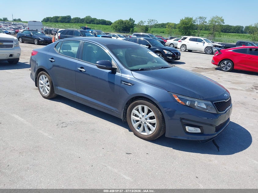2015 Kia Optima VIN 5XXGN4A77FG366936 IAAI salvage auction — NORMAL WEAR, Regular Certificate (Iowa), sold $1,300 on 2026-07-28 (photo 1)