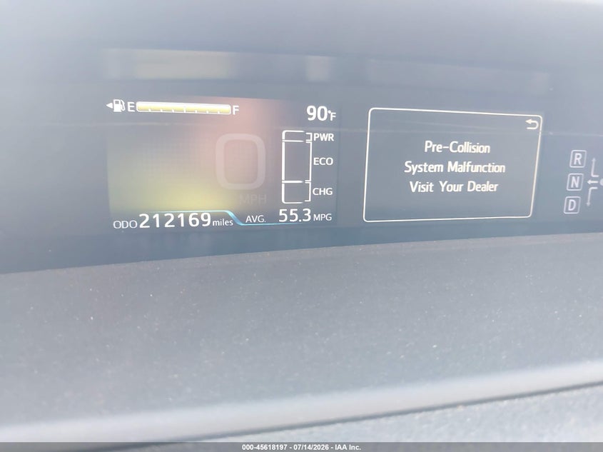 2018 Toyota Prius VIN JTDKARFU9J3552052 IAAI salvage auction — FRONT END, Clear (Indiana), sold $2,100 on 2026-07-29 (photo 7)