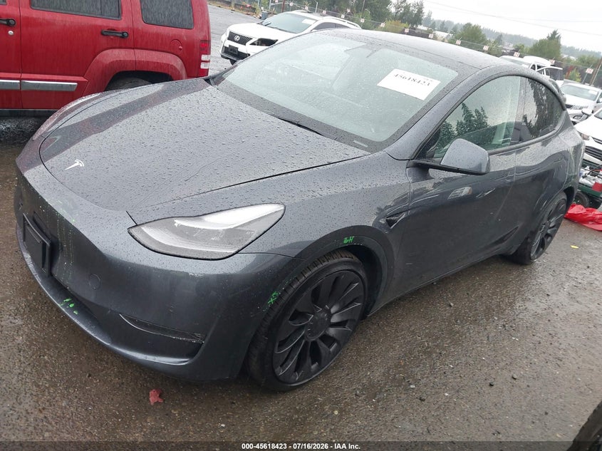 2022 Tesla Model y VIN 7SAYGDEF5NF397459 IAAI salvage auction — FRONT & REAR, Wait Title, sold $13,200 on 2026-07-31 (photo 2)