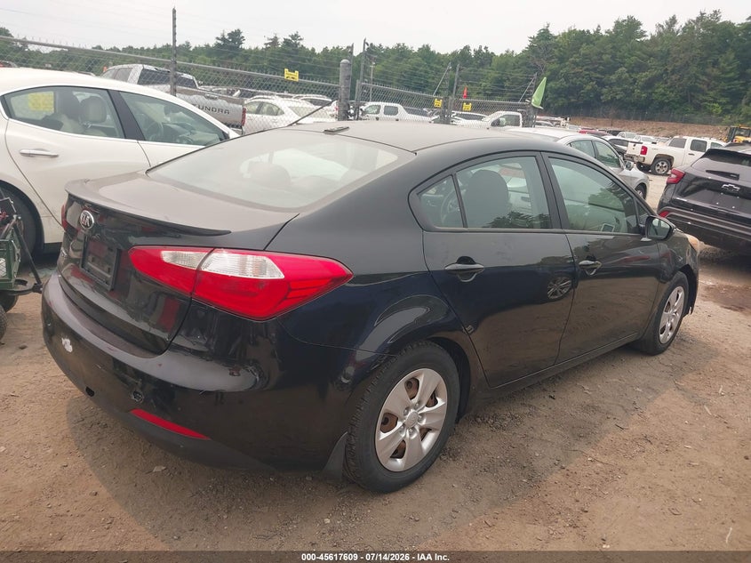 2015 Kia Forte VIN KNAFX4A61F5303894 IAAI salvage auction — LEFT REAR, Clear (Massachusetts), sold $1,100 on 2026-08-01 (photo 4)