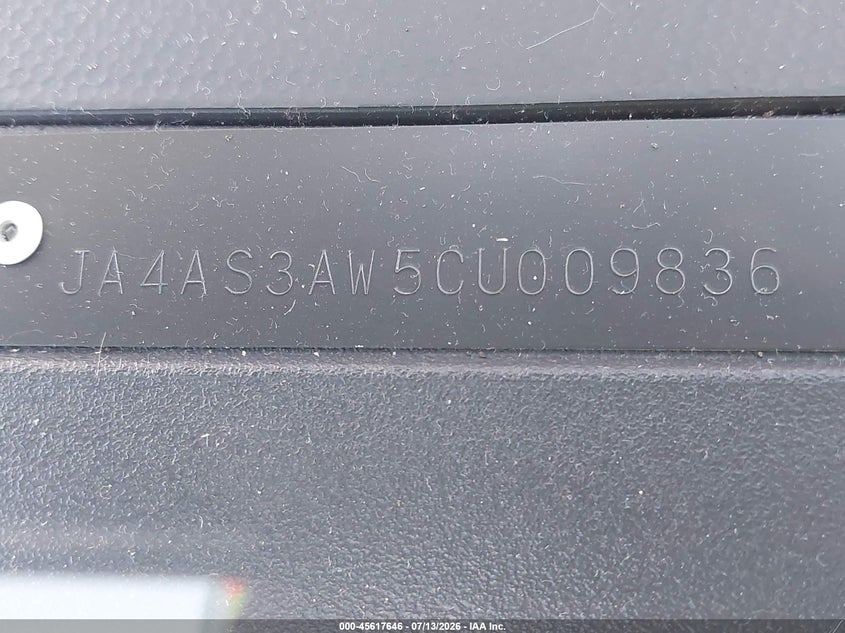2012 Mitsubishi Outlander VIN JA4AS3AW5CU009836 IAAI salvage auction — NORMAL WEAR, Clear (Indiana), sold $400 on 2026-07-18 (photo 9)