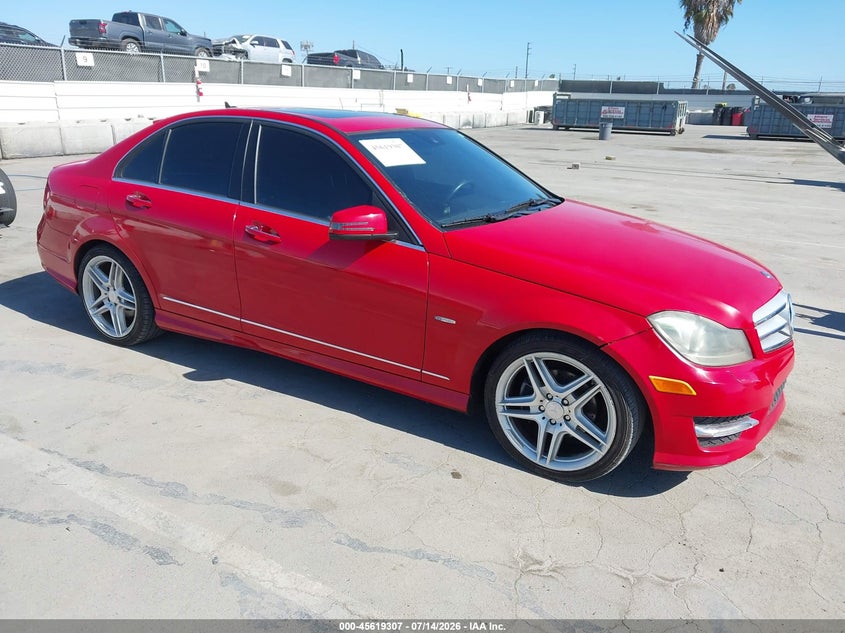 2012 Mercedes-benz C-klasse VIN WDDGF4HB9CA618836 IAAI salvage auction — REAR END, Clear - Dealer Only (California), sold $1,850 on 2026-07-29 (photo 1)