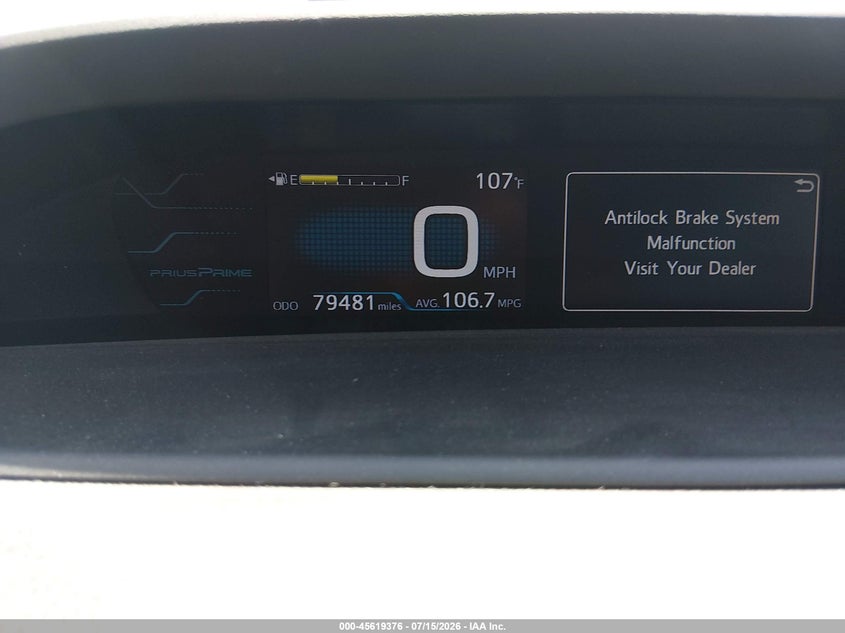 2018 Toyota Prius VIN JTDKARFP2J3097300 IAAI salvage auction — FRONT & REAR, Salvage (California), sold $5,000 on 2026-07-28 (photo 7)