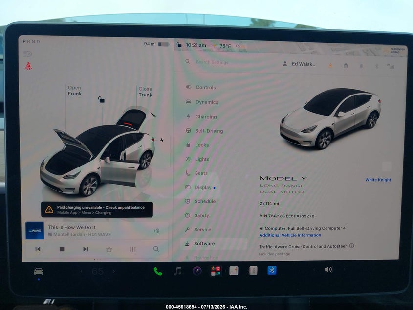 2023 Tesla Model y VIN 7SAYGDEE5PA185278 IAAI salvage auction — NORMAL WEAR, Salvage (California), sold $325 on 2026-07-30 (photo 7)