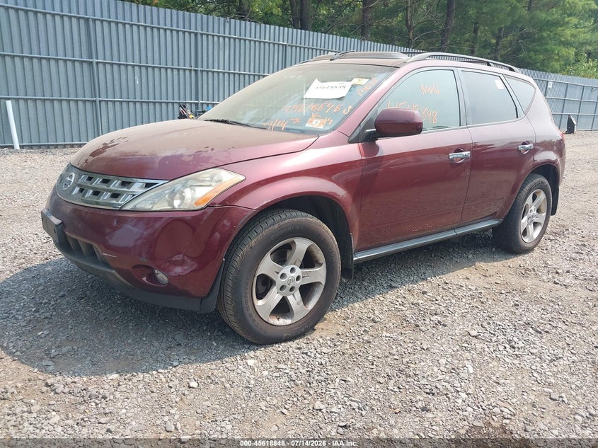 2005 Nissan Murano VIN JN8AZ08W05W443423 IAAI salvage auction — NORMAL WEAR, Clear (New Jersey), sold $25 on 2026-07-22 (photo 2)