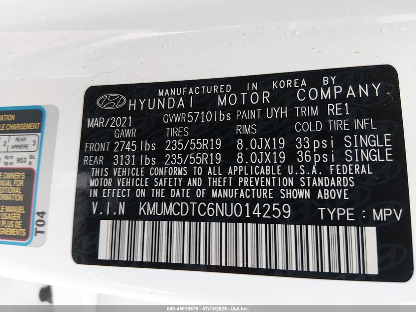 2022 Genesis Gv70 VIN KMUMCDTC6NU014259 IAAI salvage auction — FRONT END, Original (Texas), sold $11,100 on 2026-09-17 (photo 9)