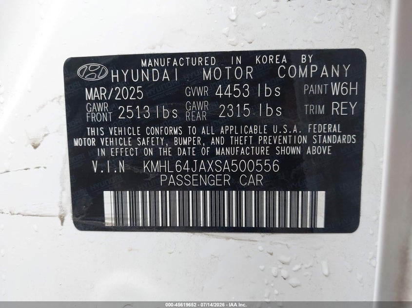 2025 Hyundai Sonata VIN KMHL64JAXSA500556 IAAI salvage auction — FRONT END, Enterprise Vehicles Clear Only (Ohio), sold $13,100 on 2026-07-18 (photo 9)
