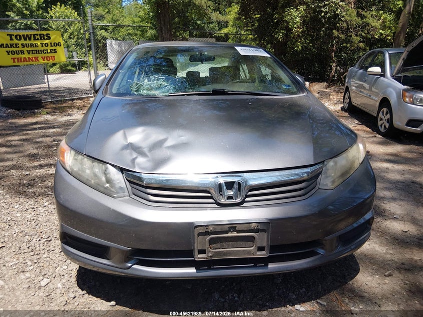 2012 Honda Civic VIN 19XFB2F90CE047871 IAAI salvage auction — FRONT END, Salvage Title, sold $950 on 2026-07-22 (photo 6)