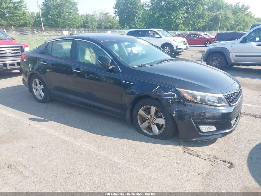 2015 Kia Optima VIN 5XXGM4A75FG467928 IAAI salvage auction — NORMAL WEAR, Clear (New Jersey), sold $525 on 2026-07-27 (photo 1)