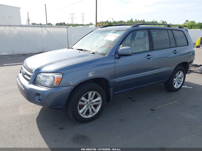 2006 Toyota Highlander hybrid VIN JTEEW21A960010893 IAAI salvage auction — REAR END, Rebuildable (Florida), sold $600 on 2026-07-29 (photo 2)
