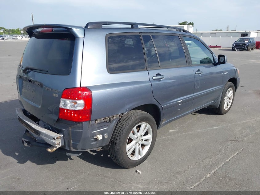 2006 Toyota Highlander hybrid VIN JTEEW21A960010893 IAAI salvage auction — REAR END, Rebuildable (Florida), sold $600 on 2026-07-29 (photo 4)