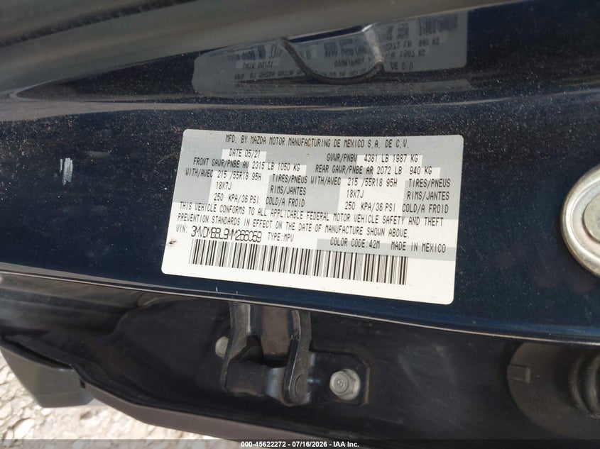 2021 Mazda Cx-30 VIN 3MVDMBBL9MM266059 IAAI salvage auction — FRONT END, Salvage Title, sold $2,275 on 2026-08-28 (photo 9)