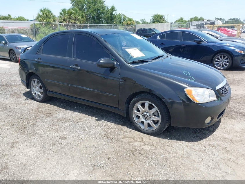 2006 Kia Spectra VIN KNAFE121X65259742 IAAI salvage auction — RIGHT SIDE, Rebuildable (Florida), sold $400 on 2026-07-22 (photo 1)