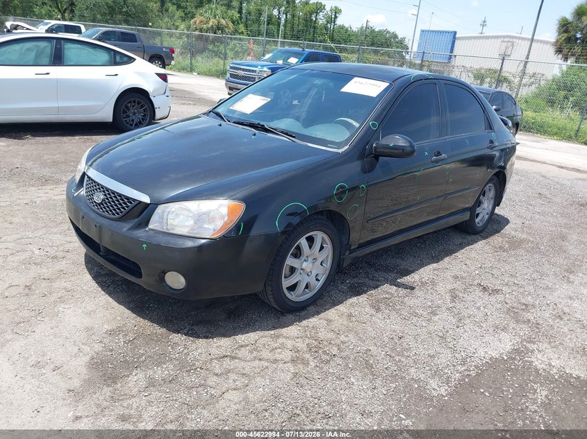 2006 Kia Spectra VIN KNAFE121X65259742 IAAI salvage auction — RIGHT SIDE, Rebuildable (Florida), sold $400 on 2026-07-22 (photo 2)