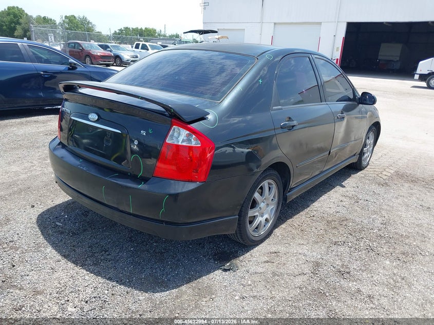 2006 Kia Spectra VIN KNAFE121X65259742 IAAI salvage auction — RIGHT SIDE, Rebuildable (Florida), sold $400 on 2026-07-22 (photo 4)