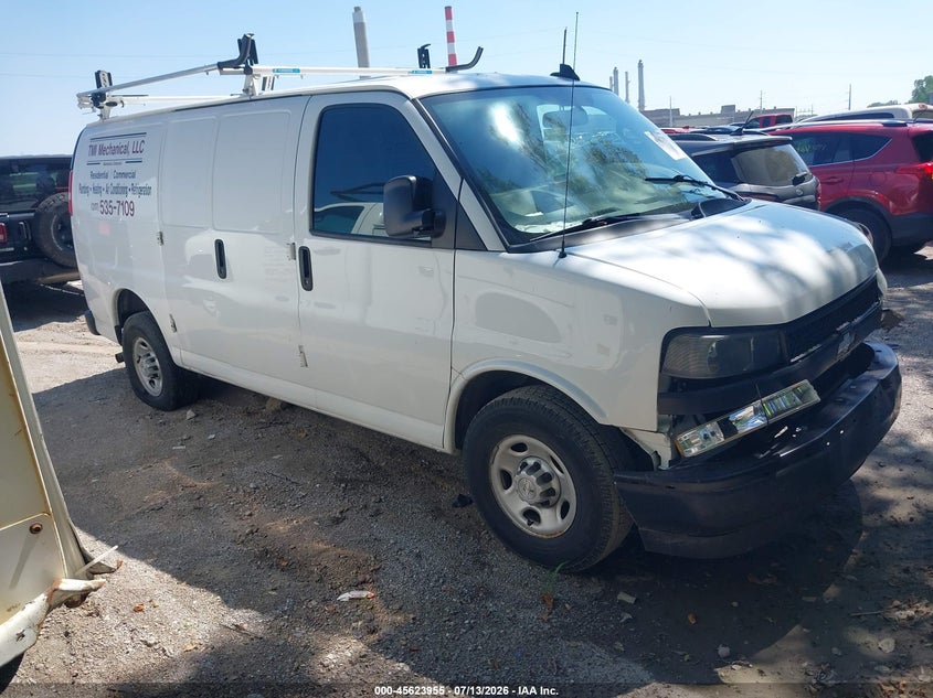 2019 Chevrolet Express 2500 VIN 1GCWGAFG3K1289372 IAAI salvage auction — NORMAL WEAR, Clear (Indiana), sold $3,425 on 2026-07-23 (photo 1)