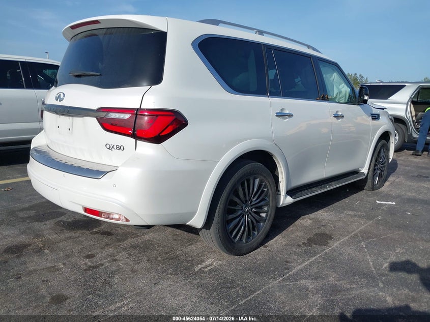 2023 Infiniti QX80 VIN JN8AZ2AF2P9757338 IAAI salvage auction — Left Side, Non-Repairable, sold $7,550 on 2026-10-01 (photo 4)