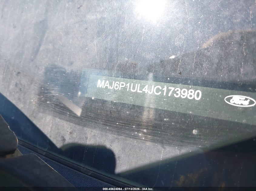 2018 Ford Ecosport VIN MAJ6P1UL4JC173980 IAAI salvage auction — NORMAL WEAR, Clear (Indiana), sold $475 on 2026-07-22 (photo 9)