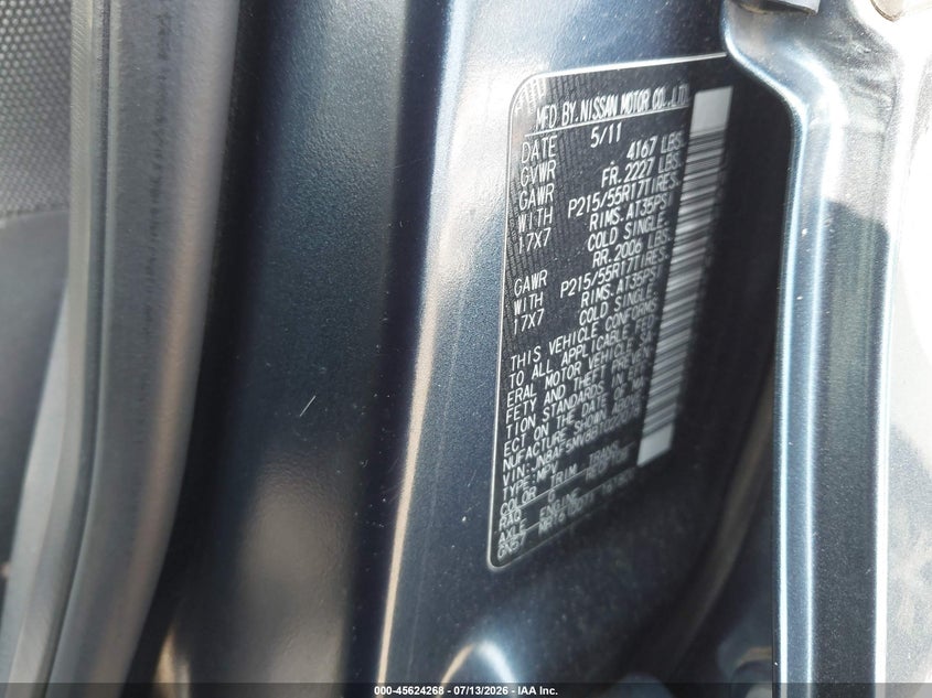 2011 Nissan Juke VIN JN8AF5MV8BT022078 IAAI salvage auction — NORMAL WEAR, Salvage Title (New York), sold $25 on 2026-07-28 (photo 9)