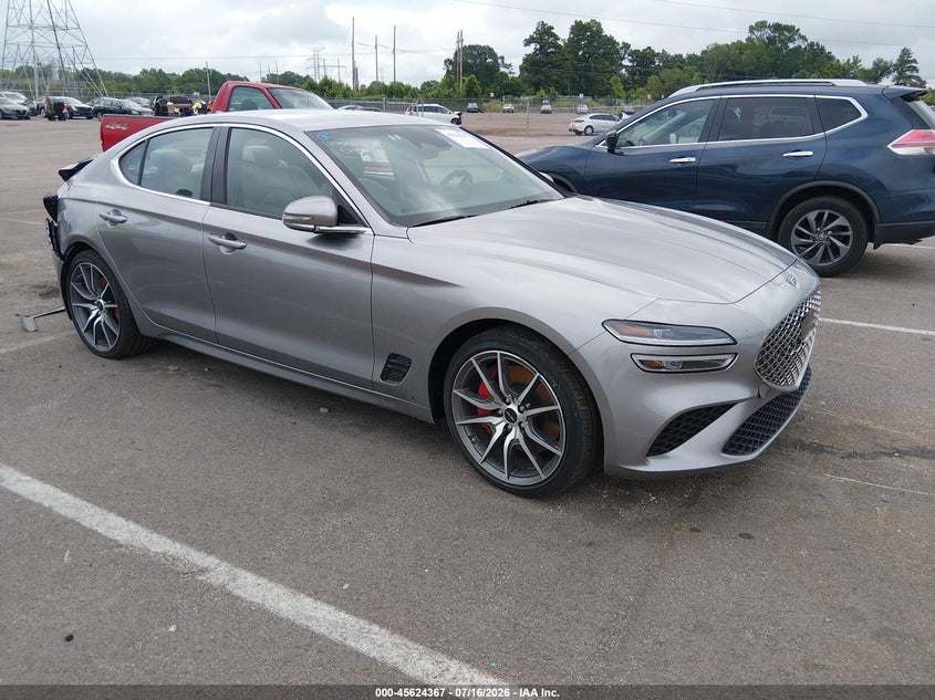 2025 Genesis G70 VIN KMTG34SC9SU155311 IAAI salvage auction — REAR END, Wait Title, sold $7,475 on 2026-08-25 (photo 1)