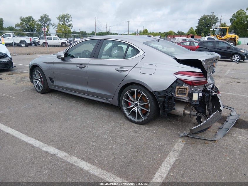 2025 Genesis G70 VIN KMTG34SC9SU155311 IAAI salvage auction — REAR END, Wait Title, sold $7,475 on 2026-08-25 (photo 3)