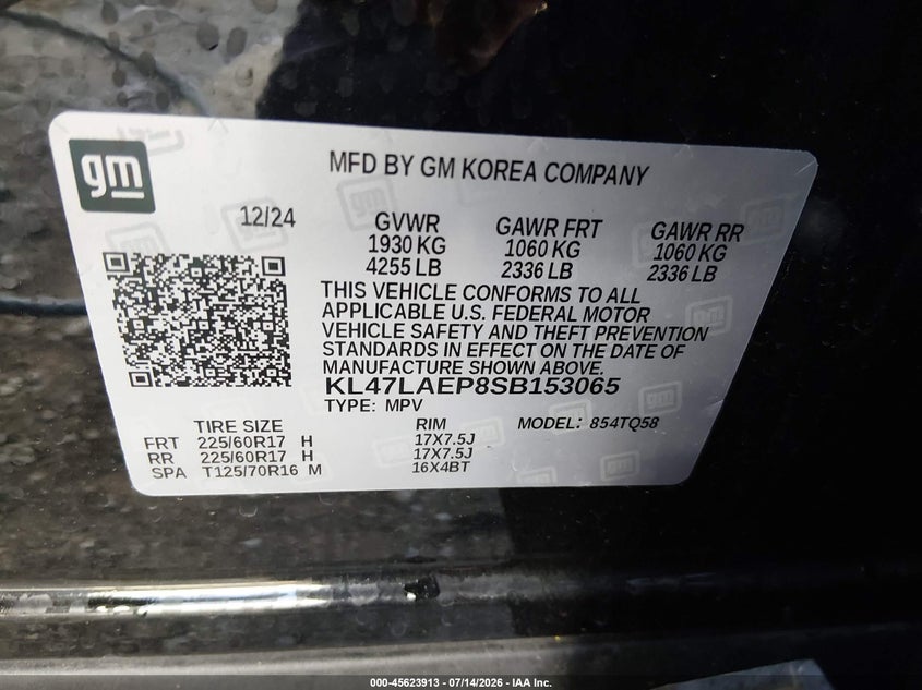 2025 Buick Envista VIN KL47LAEP8SB153065 IAAI salvage auction — FRONT END, Salvage (Indiana), sold $7,200 on 2026-08-19 (photo 9)