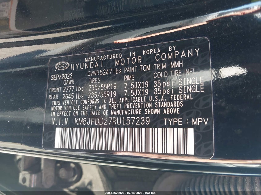 2024 Hyundai Tucson VIN KM8JFDD27RU157239 IAAI salvage auction — SIDE, Enterprise Vehicles Clear Only (Virginia), sold $12,400 on 2026-07-17 (photo 9)