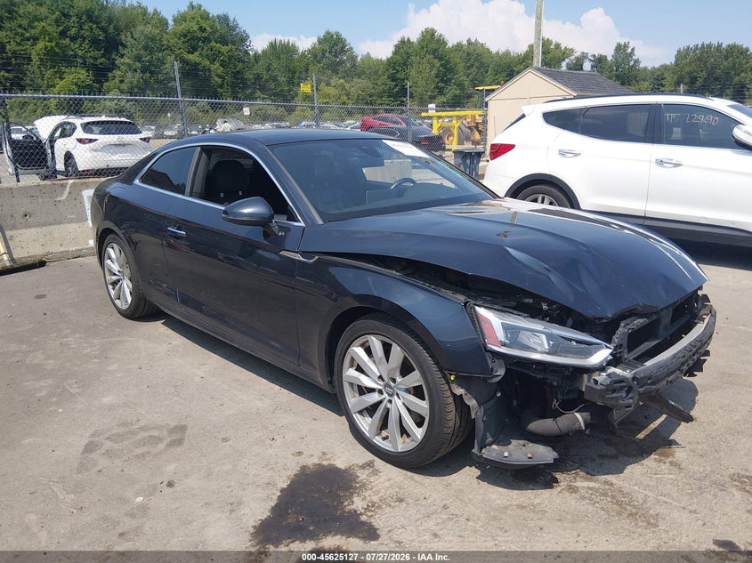 2018 Audi A5 VIN WAUPNAF58JA057824 IAAI salvage auction — RIGHT FRONT, Salvage (Connecticut), sold $1,000 on 2026-08-22 (photo 1)