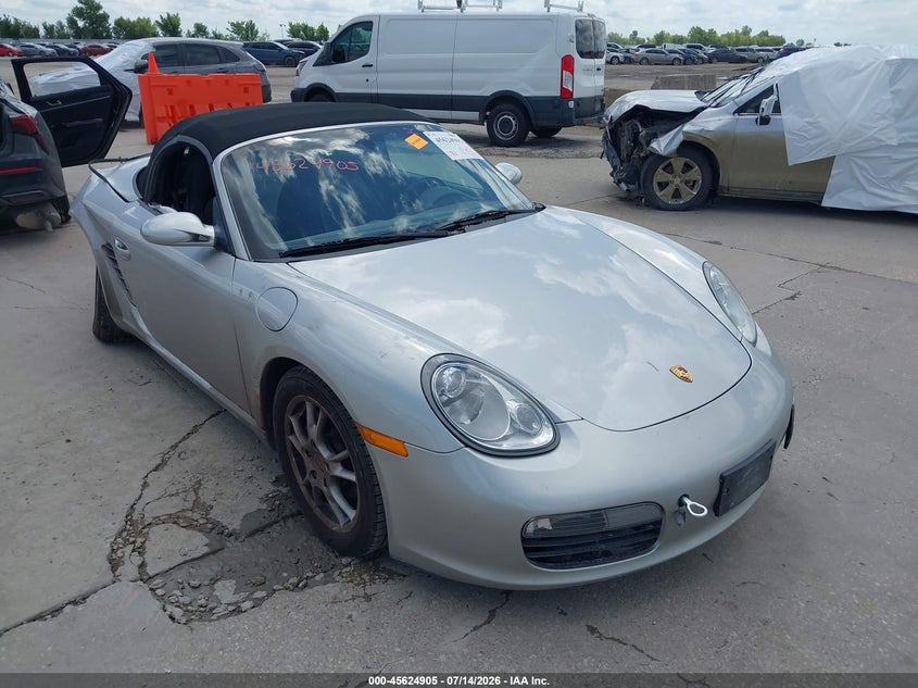 2006 Porsche Boxster VIN WP0CA29886U712546 IAAI salvage auction — FRONT & REAR, Salvage (Texas), sold $3,750 on 2026-08-19 (photo 1)