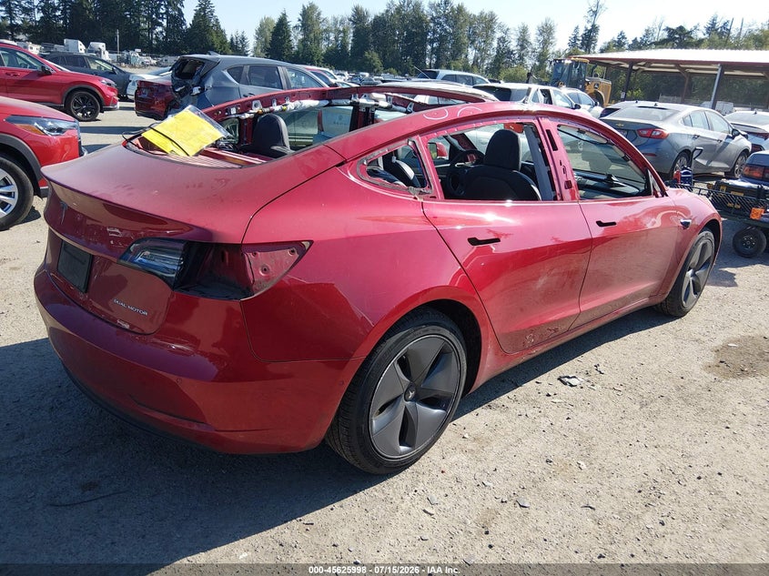 2020 Tesla Model 3 VIN 5YJ3E1EB5LF635803 IAAI salvage auction — ROOF, Bill Of Sale (Washington), sold $4,100 on 2026-07-30 (photo 4)