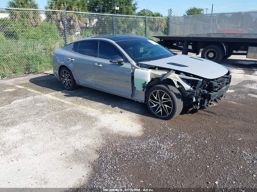 2023 Kia Stinger VIN KNAE35LD1P6136862 IAAI salvage auction — SIDE, Salvage Title, sold $4,950 on 2026-08-02 (photo 1)