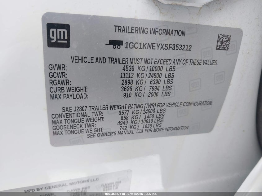 2025 Chevrolet Silverado 2500 VIN 1GC1KNEYXSF353212 IAAI salvage auction — RIGHT SIDE, Enterprise Vehicles Clear Only (Nevada), sold $30,050 on 2026-07-23 (photo 9)