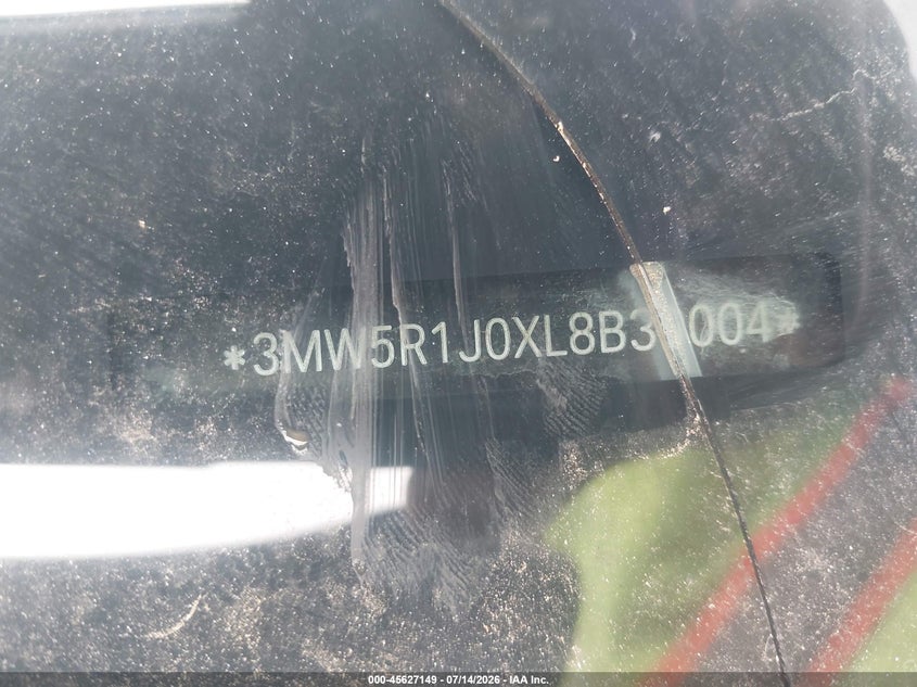 2020 BMW 3er VIN 3MW5R1J0XL8B30004 IAAI salvage auction — FRONT END, Salvage (Ohio), sold $1,800 on 2026-08-19 (photo 9)