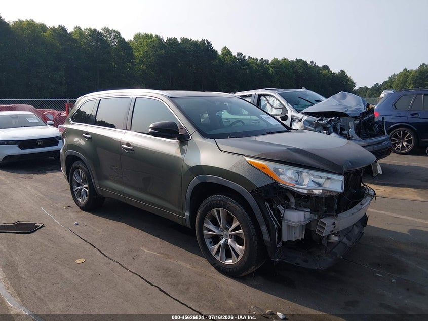 2014 Toyota Highlander VIN 5TDKKRFH2ES018475 IAAI salvage auction — FRONT END, Salvage Title, sold $4,500 on 2026-07-30 (photo 1)