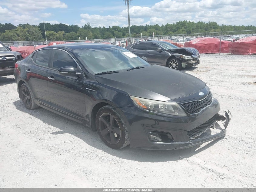 2015 Kia Optima VIN 5XXGM4A75FG435724 IAAI salvage auction — LEFT FRONT, Salvage Title, sold $600 on 2026-09-02 (photo 1)