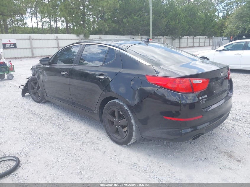 2015 Kia Optima VIN 5XXGM4A75FG435724 IAAI salvage auction — LEFT FRONT, Salvage Title, sold $600 on 2026-09-02 (photo 3)