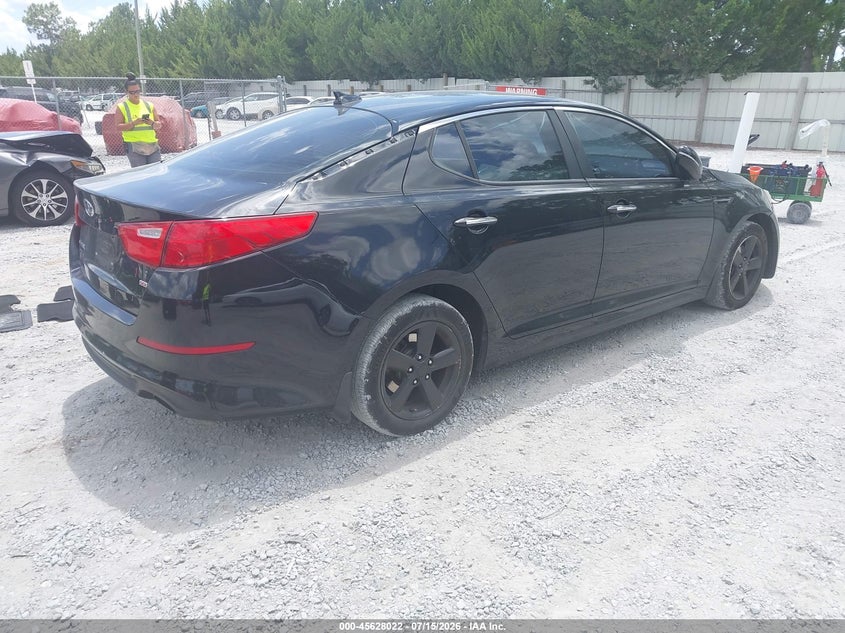 2015 Kia Optima VIN 5XXGM4A75FG435724 IAAI salvage auction — LEFT FRONT, Salvage Title, sold $600 on 2026-09-02 (photo 4)