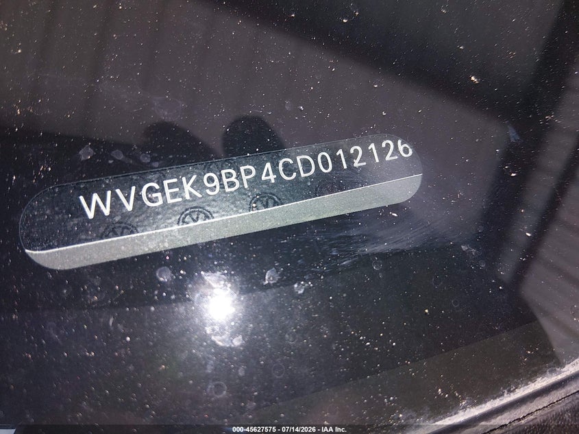 2012 Volkswagen Touareg VIN WVGEK9BP4CD012126 IAAI salvage auction — FRONT END, Salvage (Georgia), sold $2,400 on 2026-08-08 (photo 9)