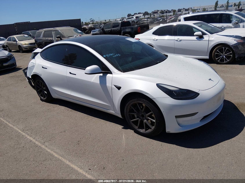 2021 Tesla Model 3 VIN 5YJ3E1EA2MF018593 — IAAI salvage auction photo