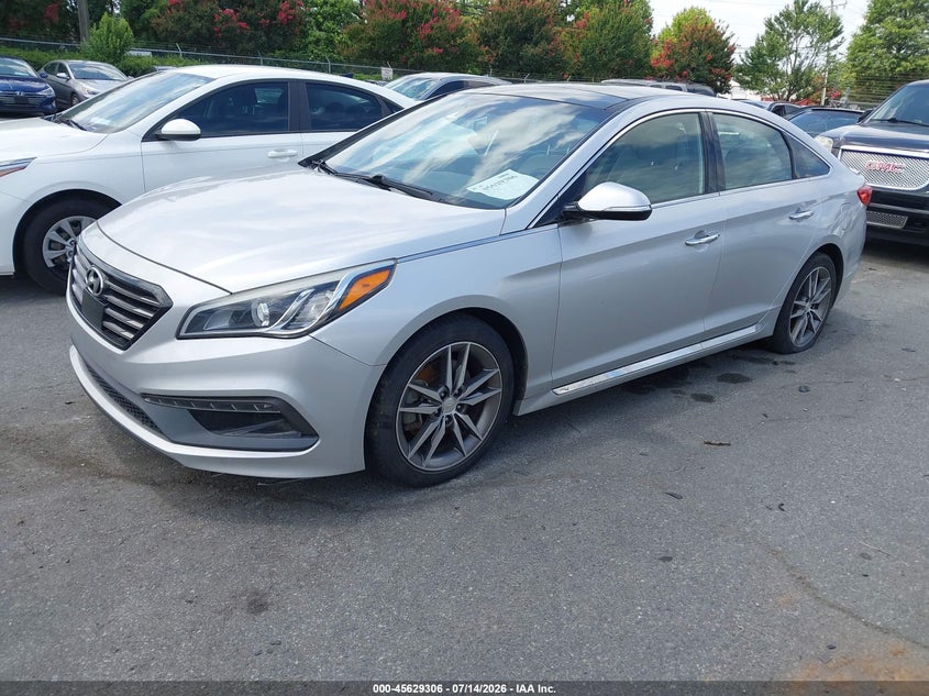 2015 Hyundai Sonata VIN 5NPE34AB5FH055799 IAAI salvage auction — NORMAL WEAR, Salvage Rebuilt (North Carolina), sold $2,300 on 2026-08-01 (photo 2)