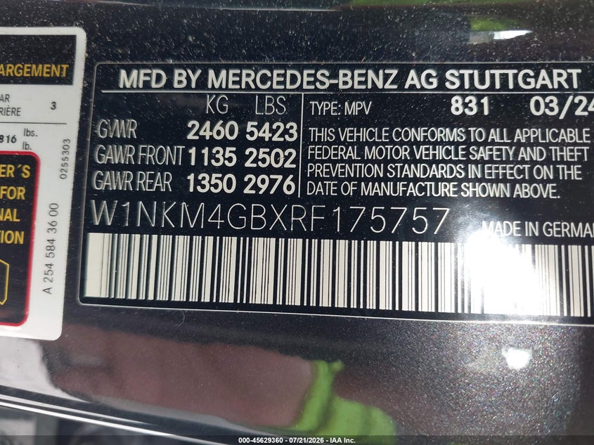 2024 Mercedes-benz Glc VIN W1NKM4GBXRF175757 IAAI salvage auction — SIDE, Salvage (North Carolina), sold $12,700 on 2026-08-25 (photo 9)